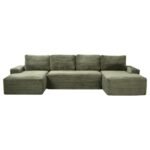 Compressible U-Shaped Sectional Sofa Set,Minimalist Style Modular Sectional Sofa, Corduroy Fabric Cloud Couch For Living Room
