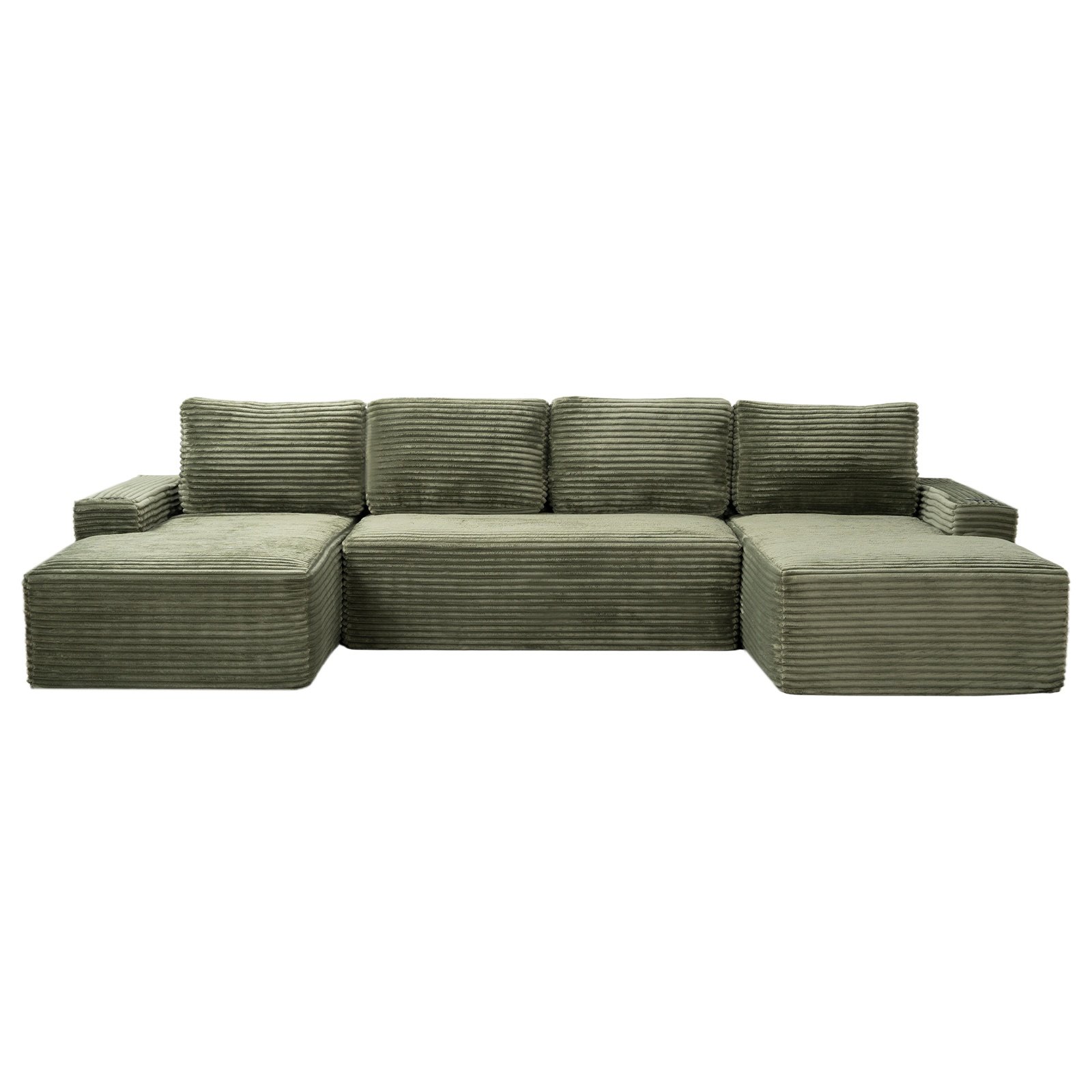 0498930a-20d7-4ecb-9f98-e5f3d37d6a0d.jpg Compressible U-Shaped Sectional Sofa Set,Minimalist Style Modular Sectional Sofa, Corduroy Fabric Cloud Couch For Living Room - Image 1