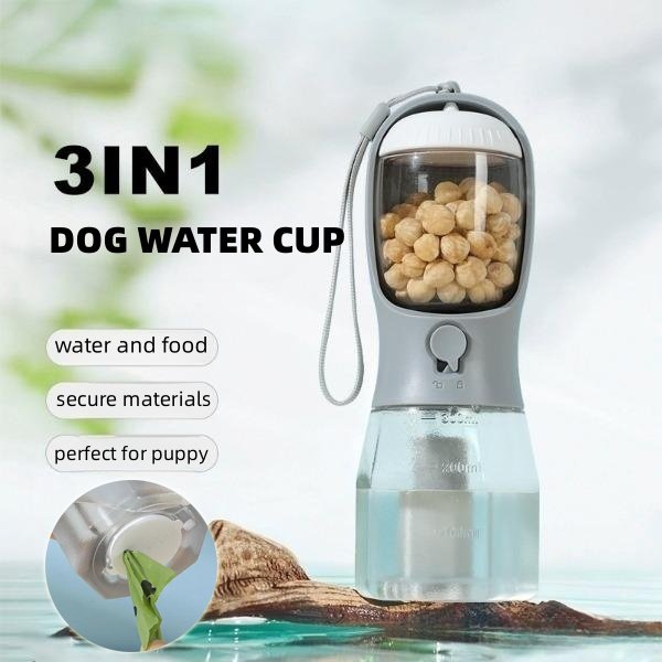 070e0401-e0cd-4af2-912a-19e0b03740fc.jpg Dog Water Cup Drinking Food Garbage Bag Three-in-one Portable Small Multi-functional Pet Cups Pets Supplies - Image 1