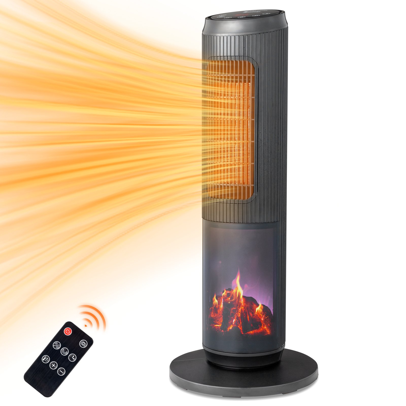 0a25d911-acb6-44ef-a5cb-df2367252815.jpg 25Inch Tower Space Heater, Portable Electric Space Heater With Remote Control, 12H Timer, Thermostat, 60 Degrees Oscillation, Overheating & Tip-Over Protection For Indoor Large Room Bedroom Office - Image 1