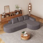 Modern Curved Sofa ,Chenille Upholstered Sectional Sofa Couch Set,Modular 108.5 L Shaped Sectional Living Room Sofa Set With 3 Pillows,Free Combination Sofa Couch For Living Room,Bedroom - Image 3