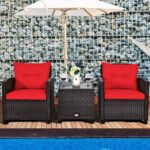 3 Pieces Rattan Patio Furniture Set With Washable Cushion - Image 9