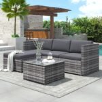 Garden Corner Sofa Rattan Garden Furniture Patio Set Garden Entertaining Set Garden Rattan Furniture Lounge Set,Grey
