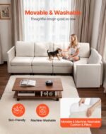 Modular Sectional Sofa, Modern 5-Seater Modular Sofa With Hidden Storage, Cloud Sectional Couch With High Rebound Sponge, Solid Wood Frame Upholstered Comfy Couch For Living Room, Bedroom, Beige - Image 4