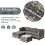 Garden Corner Sofa Rattan Garden Furniture Patio Set Garden Entertaining Set Garden Rattan Furniture Lounge Set,Grey - Image 5