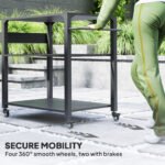 3-Tier Outdoor Grill Cart With Storage Racks, Side Handle, Movable Pizza Oven Table On Wheels - Image 3