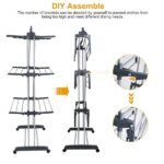 Clothes Drying Rack Rolling Collapsible Laundry Dryer Hanger Stand Rail Shelve Wardrobe Clothing Drying Racks - Image 2