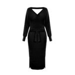 The  Autumn And Winter Knitted Dress Slim Double V-Neck Sweater Skirt Can Be Used As A Cross-Border Amazon Product - Image 5