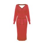 The  Autumn And Winter Knitted Dress Slim Double V-Neck Sweater Skirt Can Be Used As A Cross-Border Amazon Product - Image 8