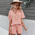 Spring And Summer Solid Color  Knitted Cotton Top Short Casual Women's Clothing - Image 2