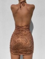 Dunhuang Sleeveless Halter Pencil Skirt Printed Middle Skirt - Image 5