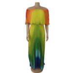 Summer  Gradient Pleated European And American Sexy Dress - Image 2