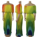 Summer  Gradient Pleated European And American Sexy Dress - Image 3