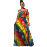 Summer  Gradient Pleated European And American Sexy Dress