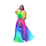 Summer  Gradient Pleated European And American Sexy Dress - Image 4