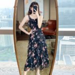 Printed A-line Skirt Summer Temperament Was Thin Suspender Skirt - Image 7