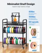 3D Printer Filament Storage Rack, 3 Tier Heavy Duty Storage Shelf, Rolling Filament Spool Holders Racks With Wheels, Filaments Organzied For 3D Printing Station, Office, Workshop (Shelf Only) - Image 4