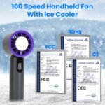One Hundred Speed Handheld Fan With Ice Cooler High Speed Turbo Fan 3000mAh Rechargeable Hand Fan With LCD Display For Travel Camping Beach Outdoor - Image 4