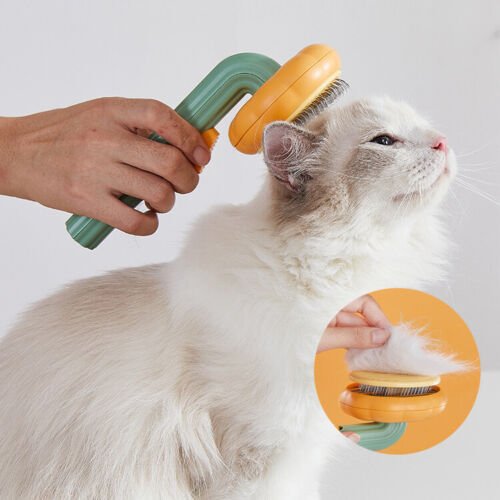 1823973240671047680.jpg Pet Pumpkin Brush, Pet Grooming Self Cleaning Slicker Brush For Dogs Cats Puppy Rabbit, Cat Brush Grooming Gently Removes Loose Undercoat, Mats Tangled Hair Slicker Brush - Image 1