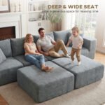 Modular Sectional Sofa, Boneless U-Shape Sectional Couch with 2 Ottomans, Dark Gray - Image 5