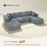 Modular Sectional Sofa, Boneless U-Shape Sectional Couch with 2 Ottomans, Dark Gray - Image 4
