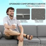 Patio Couch PE Wicker Deep Seating Outdoor Sofa With Removable Cushions, 3 Seater Rattan Sofa, Outdoor Furniture For Balcony, Deck, Garden And Poolside, Gray - Image 2