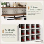55" Coffee Bar Cabinet with Lights, Farmhouse Wine Cabinet with Wine and Glass Racks for Kitchen, Dining Room, White - Image 3