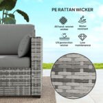 Patio Couch PE Wicker Deep Seating Outdoor Sofa With Removable Cushions, 3 Seater Rattan Sofa, Outdoor Furniture For Balcony, Deck, Garden And Poolside, Gray - Image 4