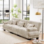 3-Seater Sectional Sofa Modular Deep Seat Sofa Couch , Chenille Sofa Soft Comfy Upholstered Furniture For Living Room, Apartment, Studio, Office,Chenille Light Coffee - Image 3