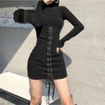 Knitted Half-high Neck Slim-fit Dress