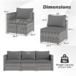 3 Pieces Patio Sectional Sofa Set PE Rattan Modular Couch Furniture Set With Soft Cushions Accommodates Up To 400 Lbs For The Patio, Garden, Poolside And More - Image 4