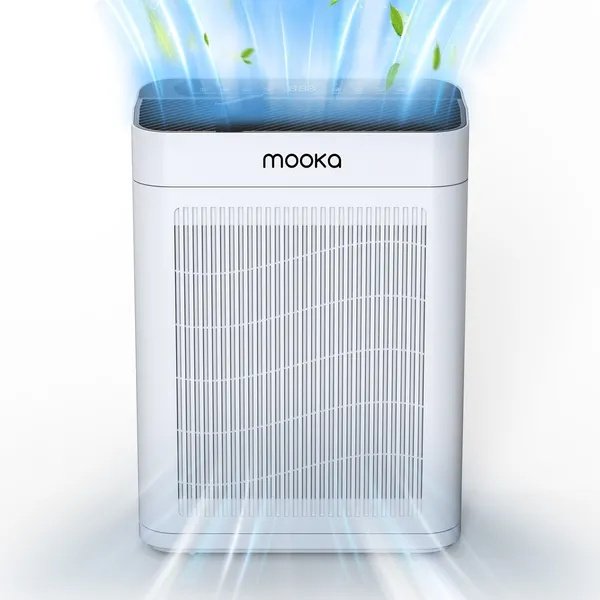28320379-f3e1-4bdb-9c00-9ee1d76fa8f8.jpg MOOKA TM06 White Air Purifiers For Home Large Room Pets Up To 2200 Sq Ft, H13 True HEPA Air Purifier Cleaner, Fragrance, Air Purifier For Bedroom Wildfire Smoke Pet Dust Pollen Odor - Image 1
