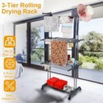 Clothes Drying Rack Rolling Collapsible Laundry Dryer Hanger Stand Rail Shelve Wardrobe Clothing Drying Racks - Image 6