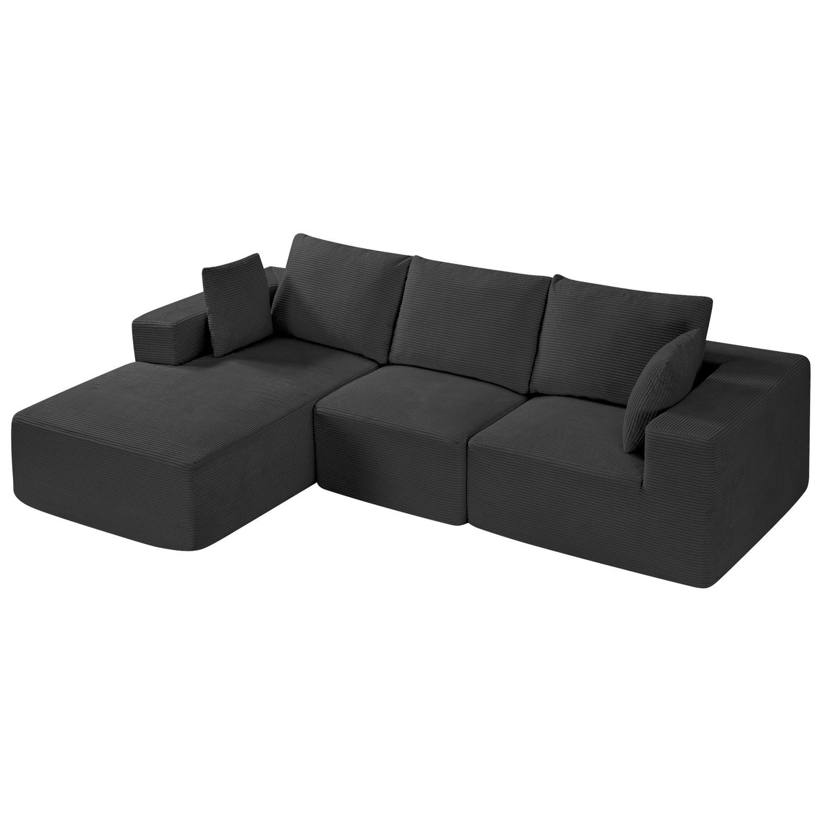 2b4cea62-1bae-465a-8145-22de674b6427.jpg Modular Sectional Sofa, L Shaped Modular Sofa With Chaise, Cloud Sectional Couch With High Rebound Sponge And Density, Upholstered Corduroy Couch With Cushion For Living Room, Bedroom, Black - Image 1