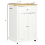 Rolling Kitchen Island Cart, Portable Serving Trolley Table with Drawer, Adjustable Shelf and 2 Towel Racks, Cream White - Image 7
