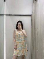 Early Autumn  High-waist Sling Diamond Crochet Mini Dress Casual Short Skirt - Image 4