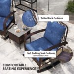 3 Piece Wicker Patio Furniture Set, Outdoor PE Rattan Rocking Chairs With Coffee Table, Cushions For Porch, Brown - Image 2
