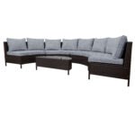 TOPMAX 5 Pieces All-Weather Brown PE Rattan Wicker Sofa Set Outdoor Patio Sectional Furniture Set Half-Moon Sofa Set With Tempered Glass Table, Grey - Image 2