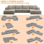 Oversized Sponge Cloud Sofa,Modern Upholstered Sectional Sofa Couch Set,Modular 162  L Shaped Sectional Living Room Sofa Set With 6 Pillows,Free Combination Sofa Couch For Living Room,Bedroom - Image 4