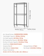 Rolling Clothes Rack, Heavy Duty Clothing Garment Rack, 3 Adjustable Tiers Clothing Racks With Carbon Steel, 450 Lbs Load Capacity Closet Wardrobe For Bedroom, Clothing Store, Hallway - Image 2