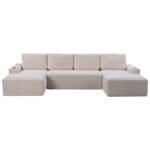 Compressible U-Shaped Sectional Sofa Set,Minimalist Style Modular Sectional Sofa, Corduroy Fabric Cloud Couch For Living Room - Image 5