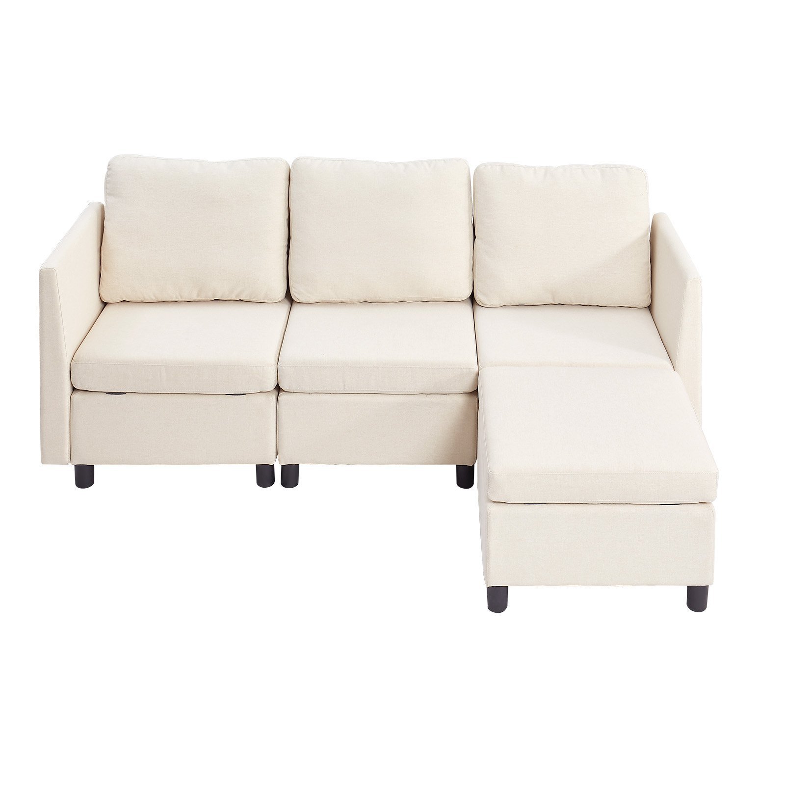 39535db4-a32c-4a12-b028-ab309bb1c413.jpg Modular Sectional Sofa, 3-Seater Modular Sofa With Hidden Storage, Cloud Sectional Couch With Ottoman & High Rebound Sponge, Solid Wood Frame Upholstered Couch For Living Room, Bedroom, Beige - Image 1