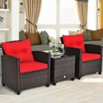 3 Pieces Rattan Patio Furniture Set With Washable Cushion - Image 7