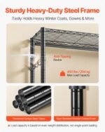 Rolling Clothes Rack, Heavy Duty Clothing Garment Rack, 3 Adjustable Tiers Clothing Racks With Carbon Steel, 450 Lbs Load Capacity Closet Wardrobe For Bedroom, Clothing Store, Hallway - Image 4