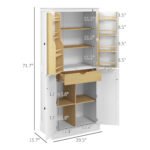 72" Kitchen Pantry Storage Cabinet, Modern Tall Kitchen Cabinet with 5-tier Storage Shelving, 8 Spice Racks, Drawer - Image 3