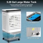 3 In 1 Portable Evaporative Cooler,720R,Indoor,Outdoor,461CFM Air Cooler With Remote,Copper Motor,5.28 Gal Water Tank & Scroll Casters, 4 Ice Packs,12H Timer Settings,Gray And White - Image 4