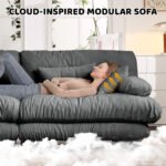 3-Seater Sectional Sofa Modular Deep Seat Sofa Couch , Chenille Sofa Soft Comfy Upholstered Furniture For Living Room, Apartment, Studio, Office,Chenille Gray - Image 4