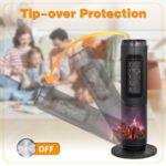 25Inch Tower Space Heater, Portable Electric Space Heater With Remote Control, 12H Timer, Thermostat, 60 Degrees Oscillation, Overheating & Tip-Over Protection For Indoor Large Room Bedroom Office - Image 2