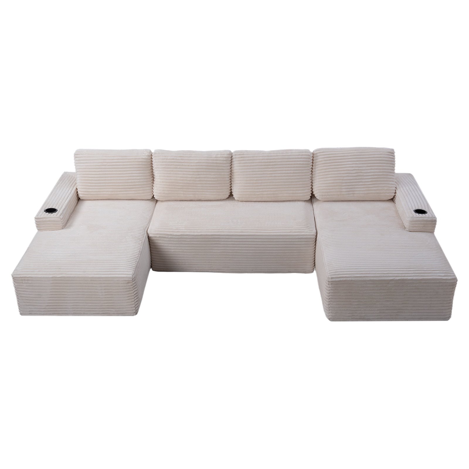 48c3ded9-fb1c-4c52-9fd1-f91ac2d10016.jpg Compressible U-Shaped Sectional Sofa Set,Minimalist Style Modular Sectional Sofa, Corduroy Fabric Cloud Couch For Living Room - Image 1
