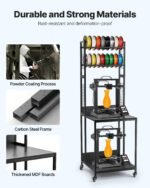 3D Printer Filament Storage Rack, 4-Tier 3D Printer Stand With Filament Storage, Spools Holder Racks Cart With Wheels, Filaments Organzied For 3D Printing Station, Office, Workshop (Shelf Only) - Image 2